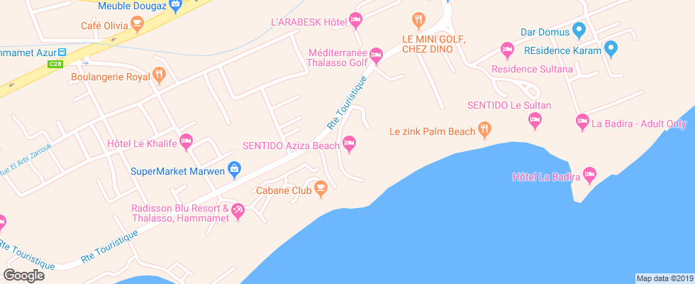 Отель Sentido Aziza Beach Golf & Spa на карте Туниса