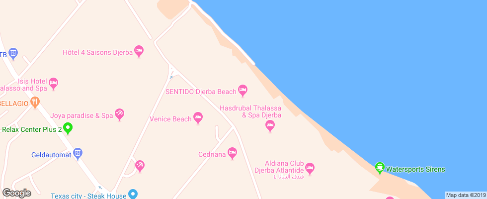 Отель Sentido Djerba Beach на карте Туниса