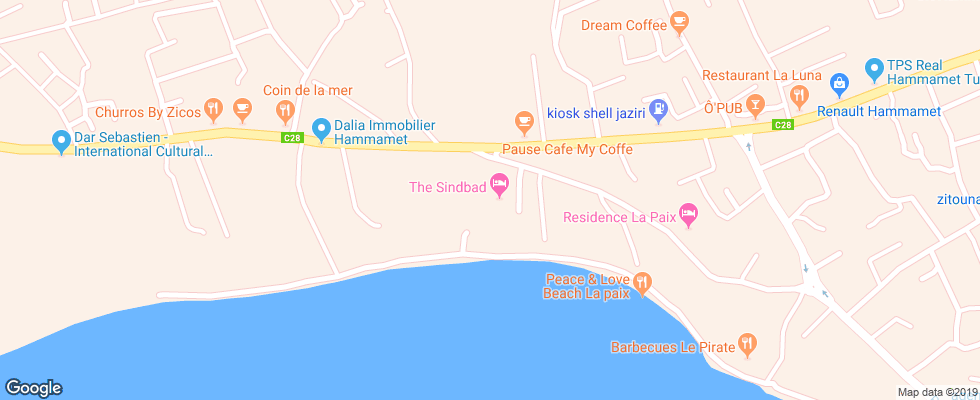 Отель Sindbad на карте Туниса
