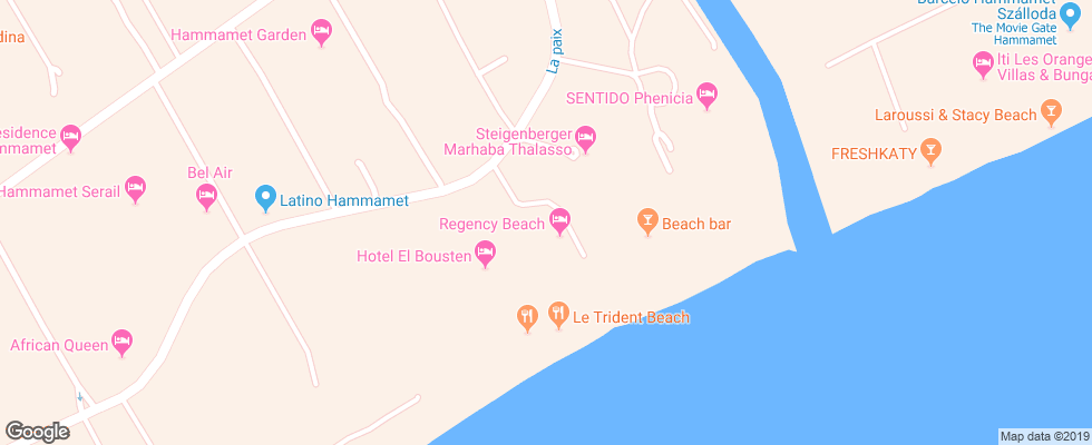 Отель Smartline Hammamet Regency на карте Туниса
