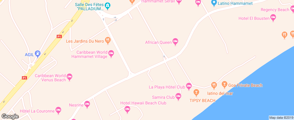 Отель Sun Holiday Beach на карте Туниса
