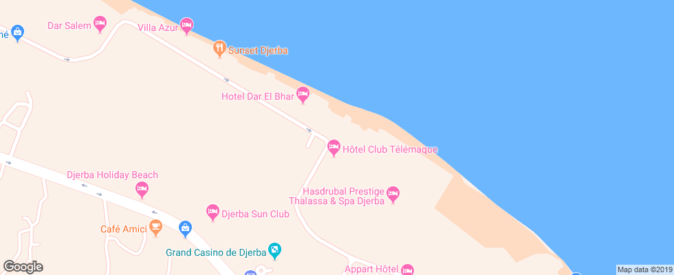 Отель Telemaque Beach & Spa на карте Туниса