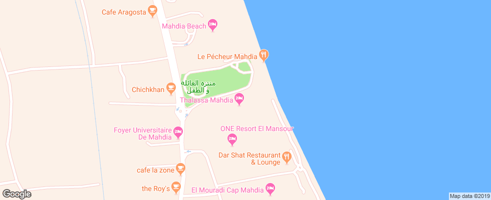 Отель Thalassa Mahdia на карте Туниса