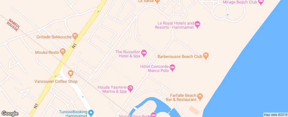 Отель The Russelior Hotel & Spa на карте Туниса