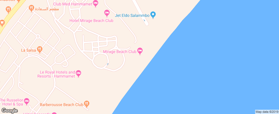 Отель Tui Family Life Le Mirage Hammamet на карте Туниса