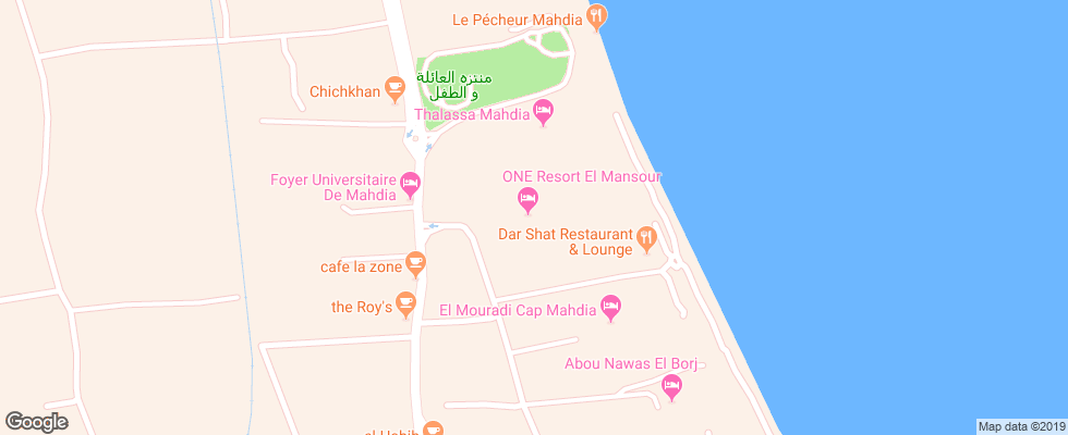Отель Vincci El Mansour на карте Туниса