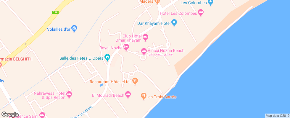 Отель Vincci Nozha Beach&spa на карте Туниса
