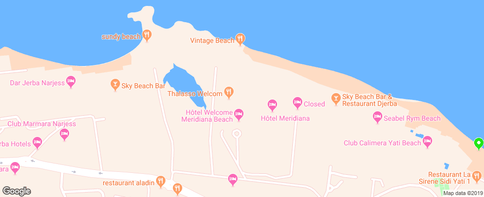 Отель Welcome Meridiana Djerba на карте Туниса