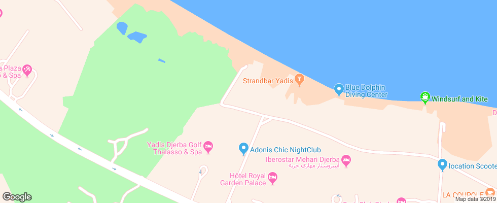 Отель Yadis Djerba Golf Thalasso & Spa на карте Туниса