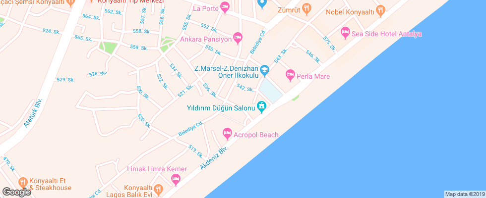 Отель Acropol Beach на карте Турции