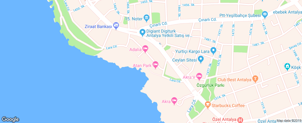 Отель Adalia Hotel на карте Турции