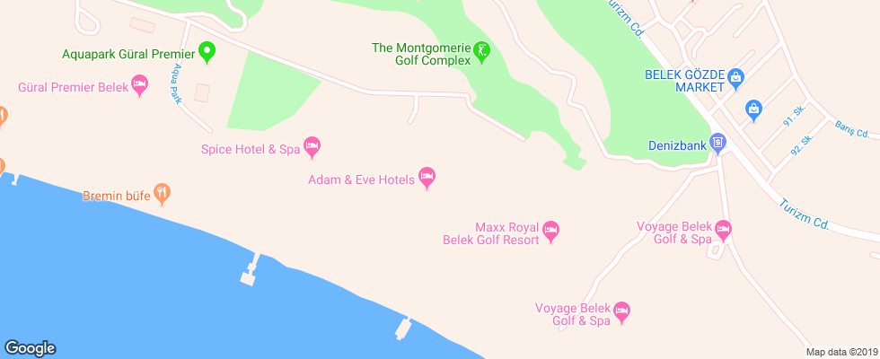 Отель Adam & Eve Hotel на карте Турции