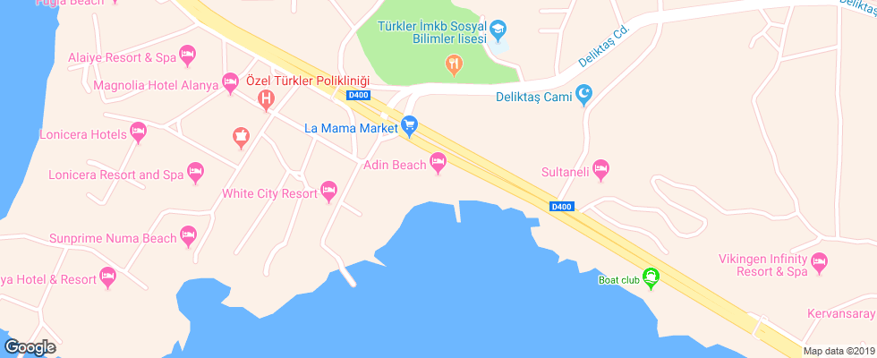 Отель Adin Beach Hotel на карте Турции