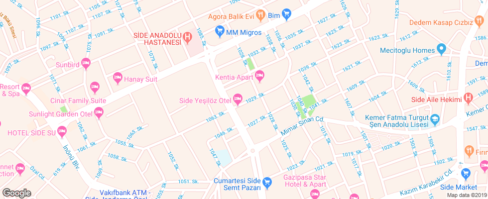 Отель Adora Garden Hotel на карте Турции