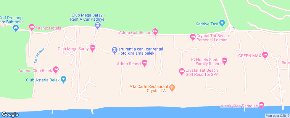 Отель Adora Golf Resort на карте Турции