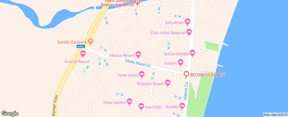 Отель Akasia Resort (Acacia) на карте Турции