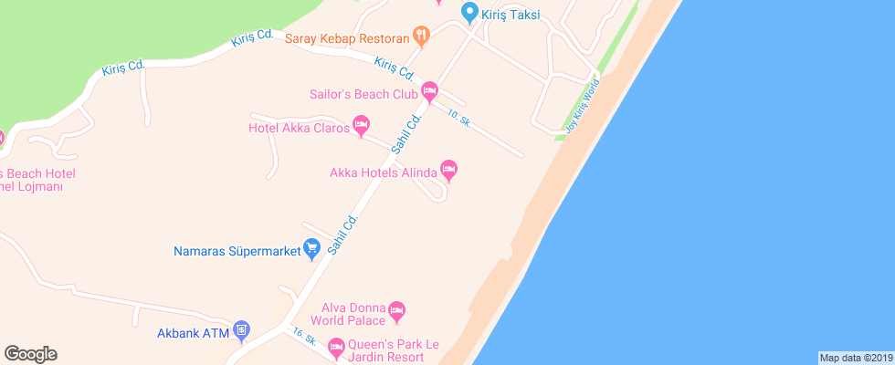 Отель Akka Alinda Hotel на карте Турции