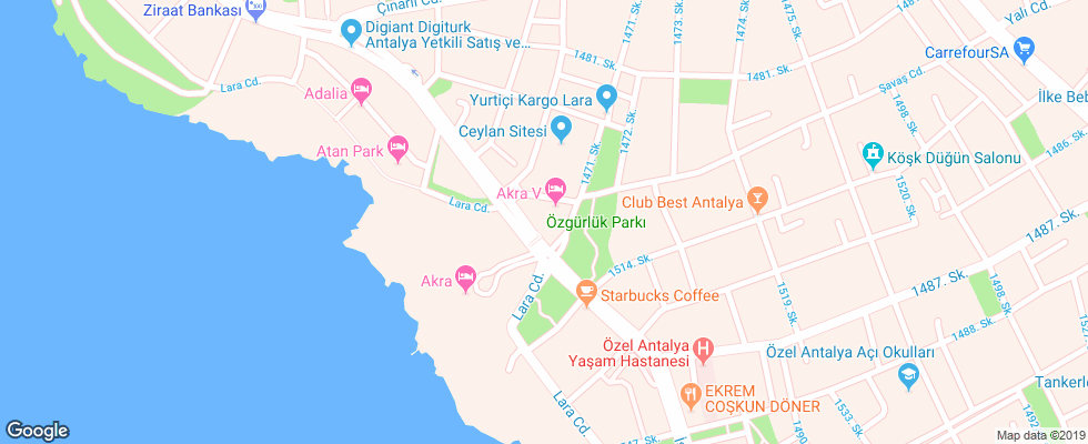 Отель Akra V на карте Турции