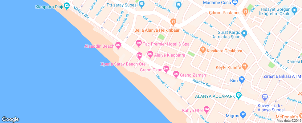 Отель Alaiye Kleopatra Apt на карте Турции