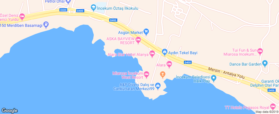 Отель Alara Star на карте Турции