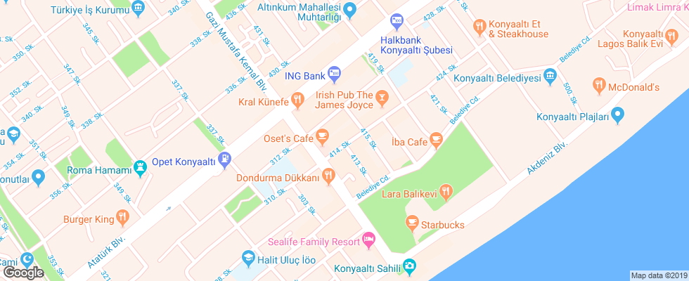 Отель Ale Park Hotel на карте Турции