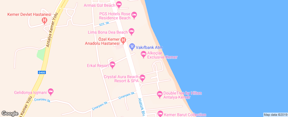 Отель Alkoclar Exclusive Kemer на карте Турции
