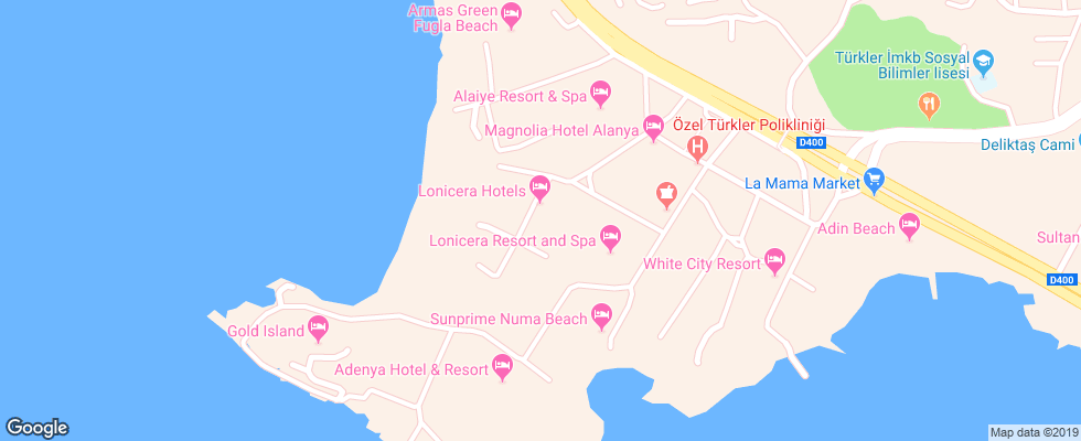Отель Alonya Beach на карте Турции