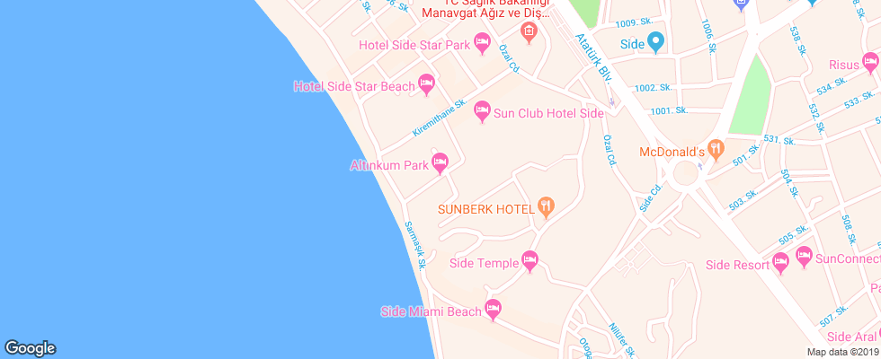 Отель Altinkum Park на карте Турции