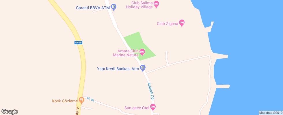 Отель Amara Club Marine на карте Турции