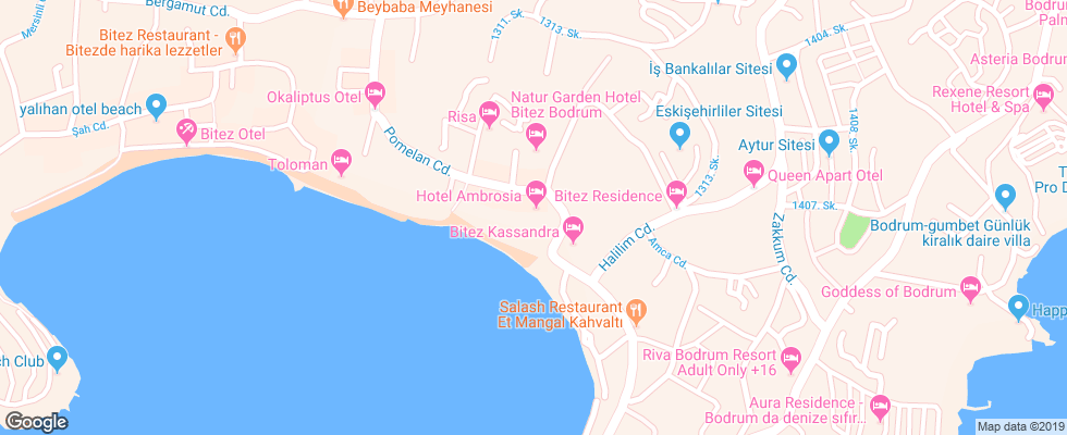 Отель Ambrosia Hotel на карте Турции