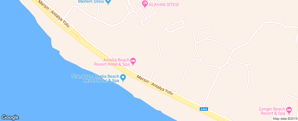 Отель Amelia Beach Resort Hotel & Spa на карте Турции