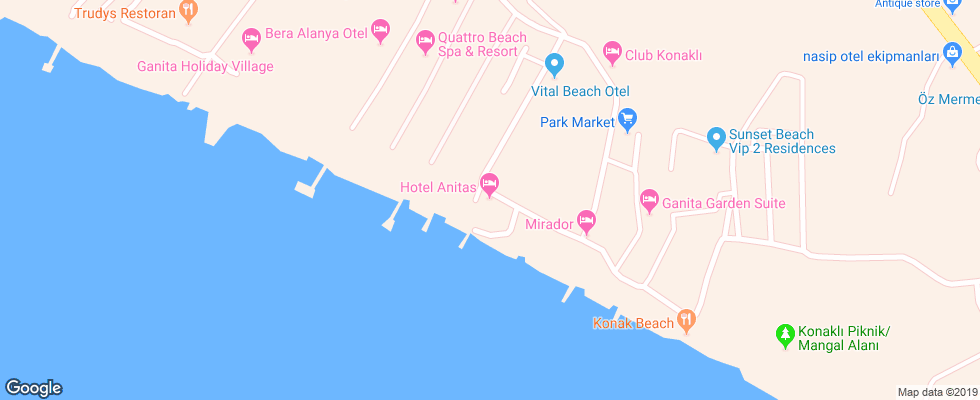 Отель Anitas на карте Турции