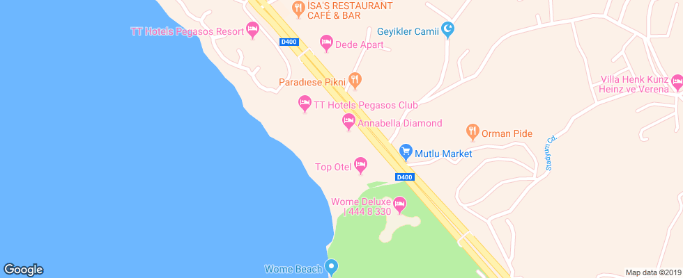 Отель Annabella Diamond Hotel & Spa на карте Турции