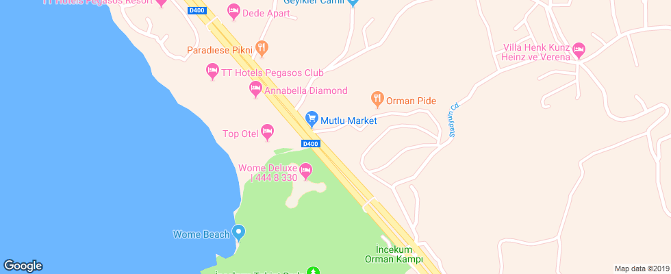 Отель Annabella Park на карте Турции
