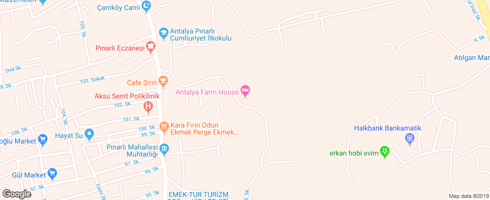 Отель Antalya Farm House на карте Турции