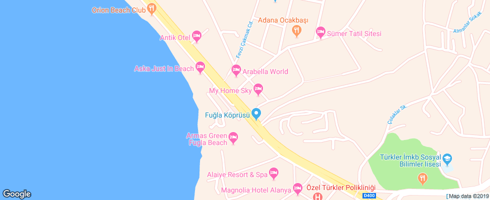 Отель Arabella World Hotel на карте Турции