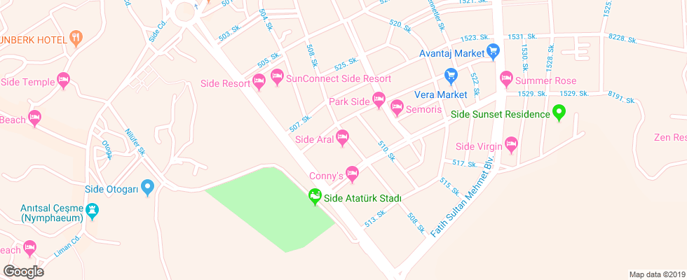 Отель Aral Hotel Side на карте Турции