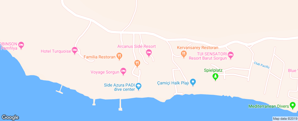Отель Arcanus Side Resort на карте Турции
