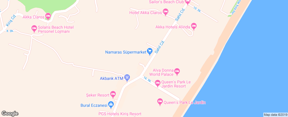 Отель Ares Blue на карте Турции