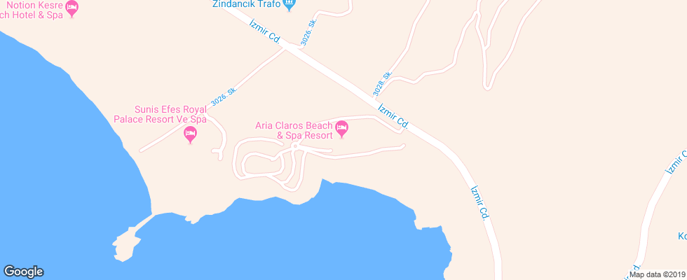 Отель Aria Claros Beach Spa & Resort на карте Турции