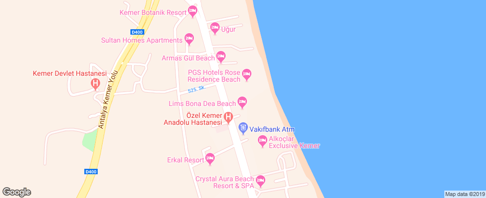 Отель Armas Beach Hotel на карте Турции
