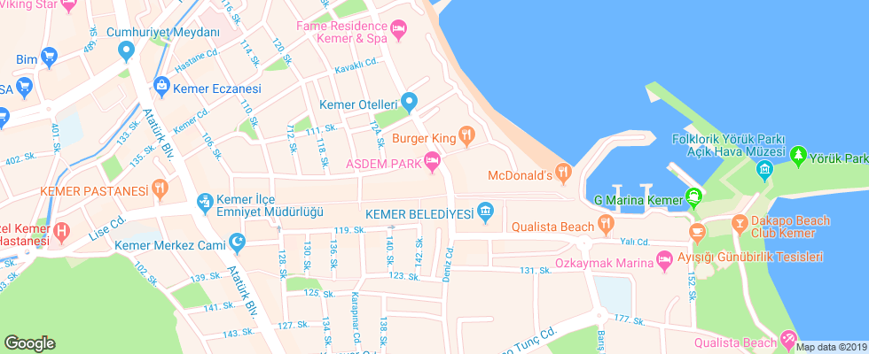 Отель Asdem Park на карте Турции