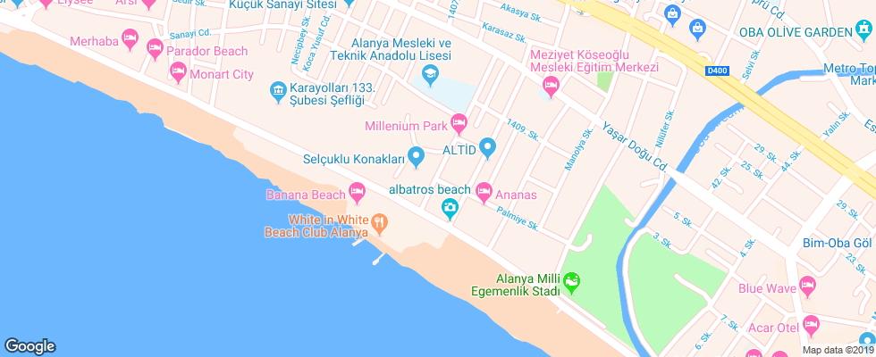 Отель Asem Beach Hotel на карте Турции