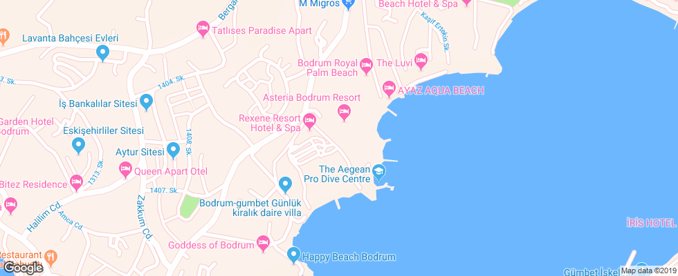 Отель Asteria Bodrum Resort на карте Турции