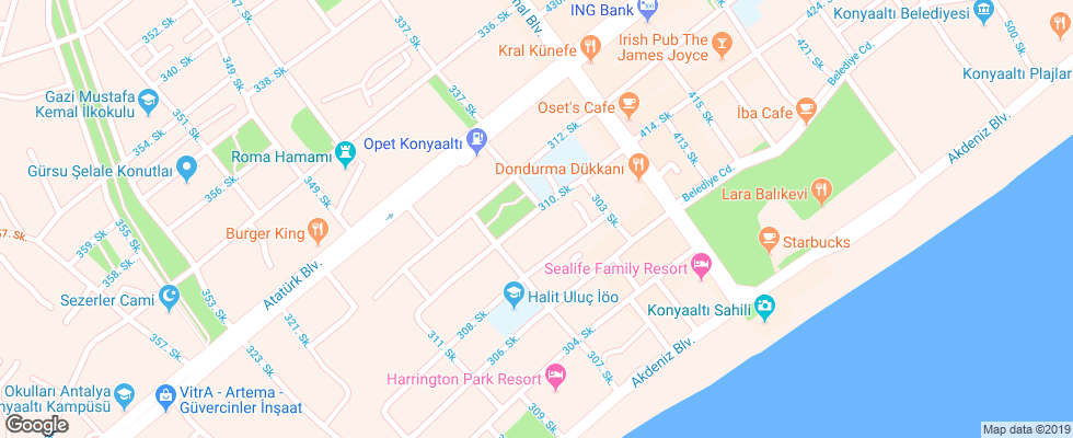 Отель Ataer на карте Турции