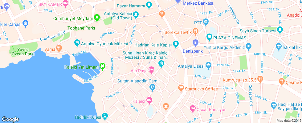 Отель Atelya Art Hotel на карте Турции