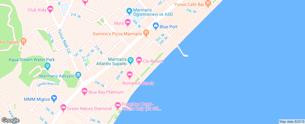 Отель Aurasia Beach Hotel на карте Турции