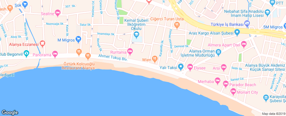 Отель Aytur Eftalia на карте Турции