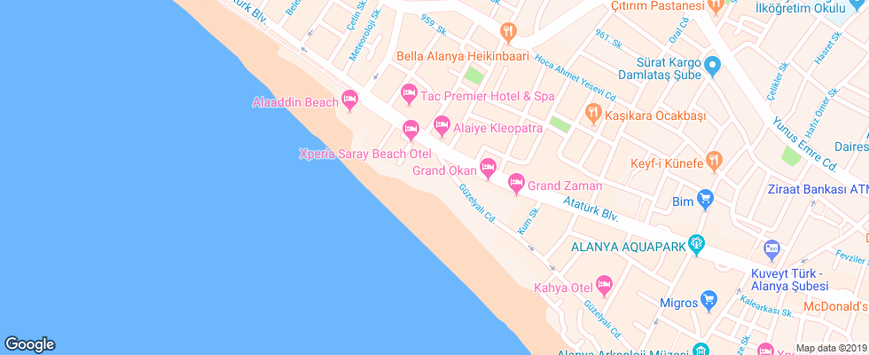 Отель Azak Beach на карте Турции
