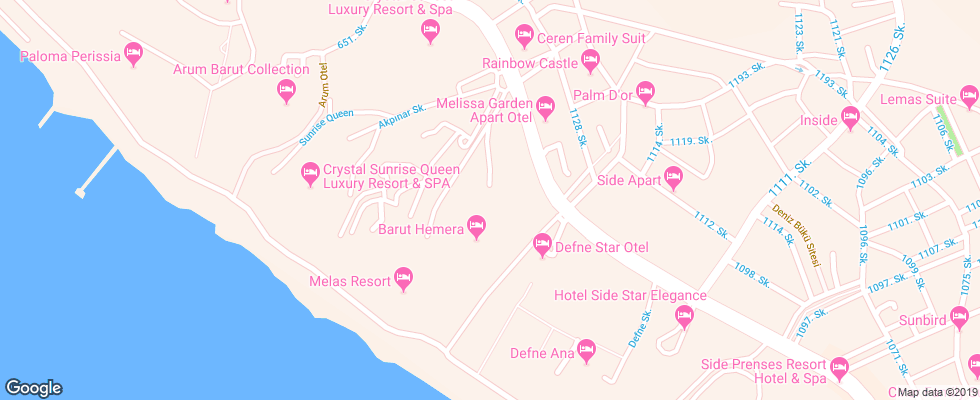 Отель Barut Hemera Resort & Spa на карте Турции
